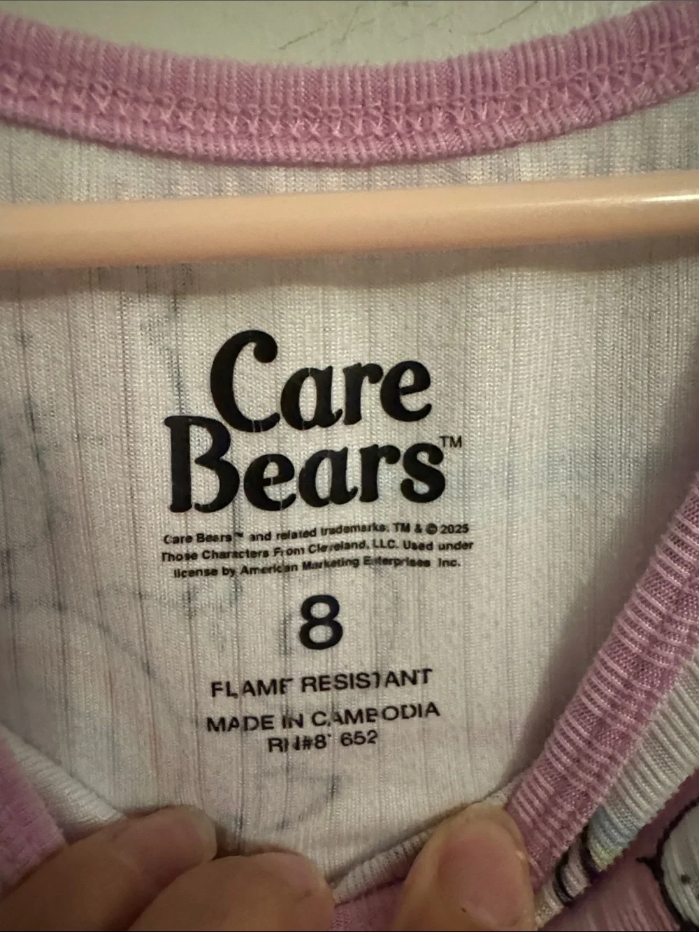Care Bears Pink and White Striped Long Sleeve Pajama Top